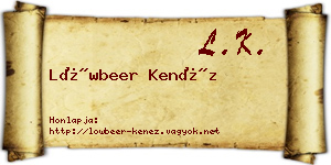 Löwbeer Kenéz névjegykártya